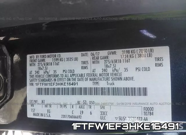 1FTFW1EF3HKE16491 фото 9