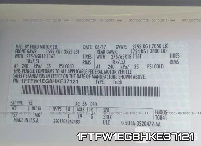 1FTFW1EG8HKE37121 фото 9