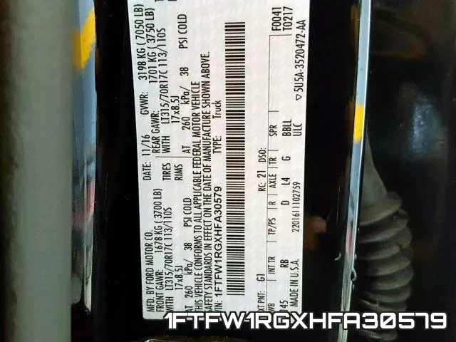 1FTFW1RGXHFA30579 фото 2