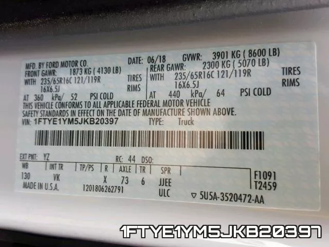 1FTYE1YM5JKB20397 фото 2