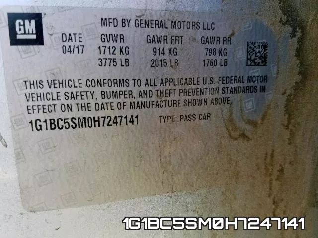 1G1BC5SM0H7247141 фото 2