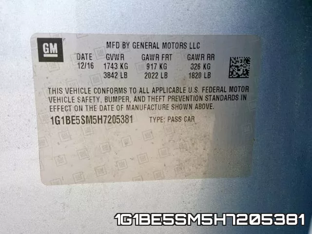 1G1BE5SM5H7205381 фото 2