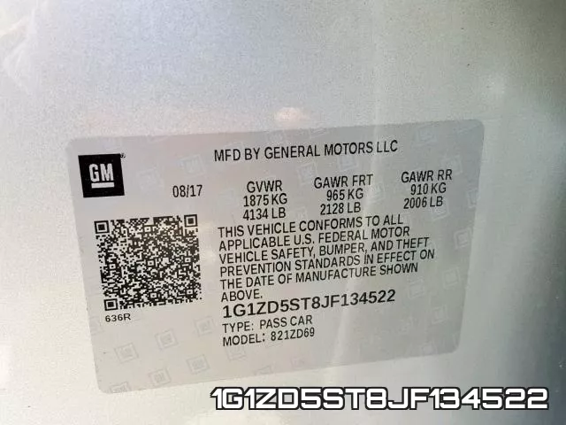 1G1ZD5ST8JF134522 фото 2