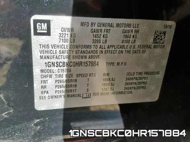 1GNSCBKC0HR157884 фото 2