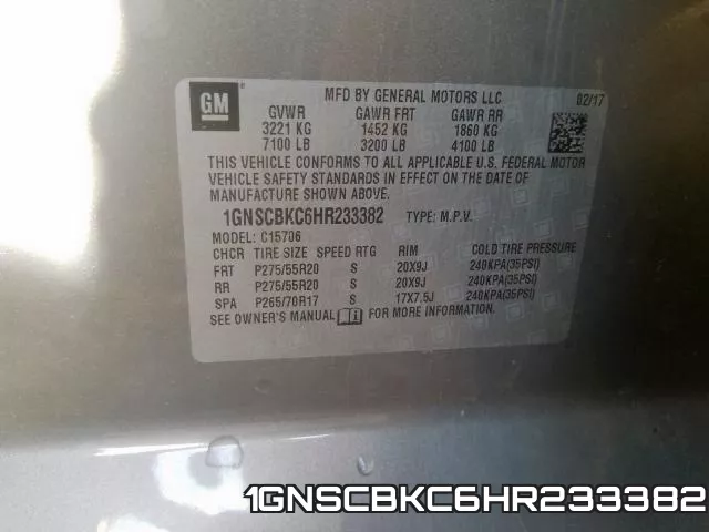 1GNSCBKC6HR233382 фото 2