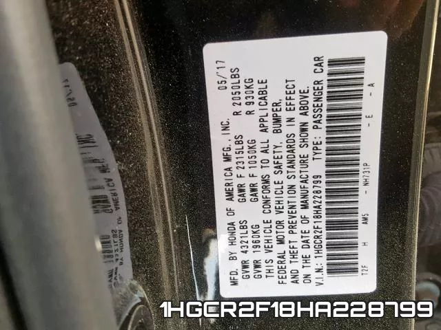 1HGCR2F18HA228799 фото 2