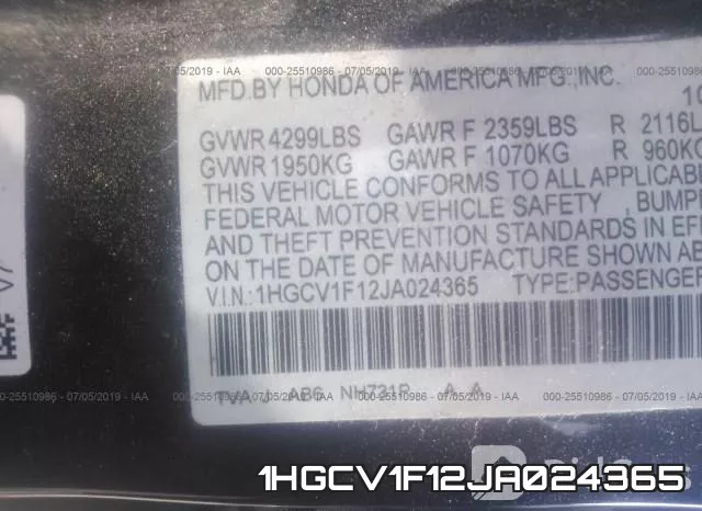 1HGCV1F12JA024365 фото 10