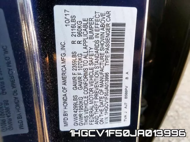 1HGCV1F50JA013996 фото 2