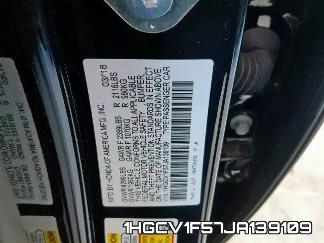1HGCV1F57JA139109 фото 2