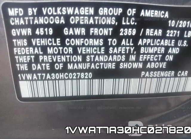1VWAT7A30HC027820 фото 10