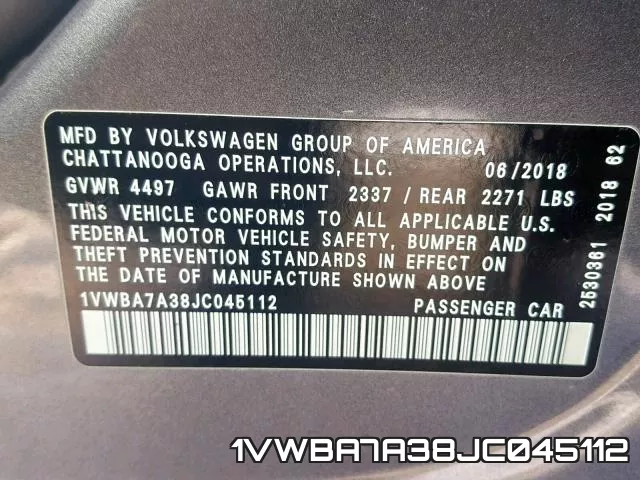 1VWBA7A38JC045112 фото 2