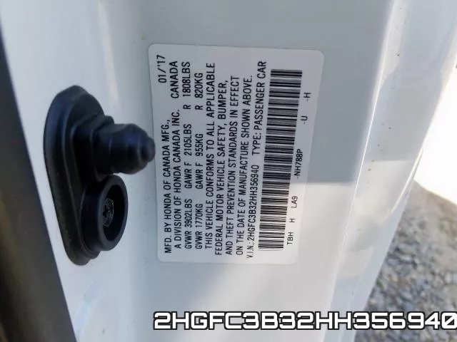 2HGFC3B32HH356940 фото 2
