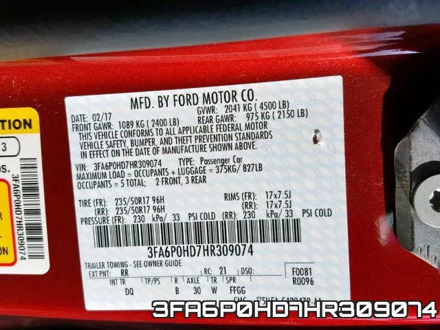 3FA6P0HD7HR309074 фото 2