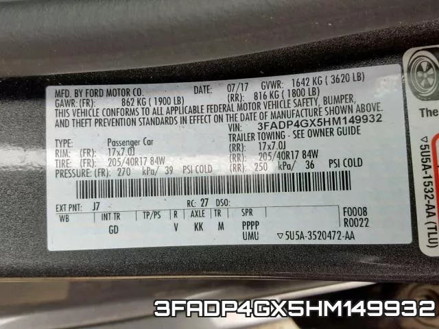 3FADP4GX5HM149932 фото 2