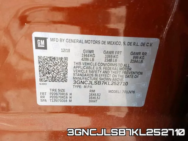 3GNCJLSB7KL252710 фото 2