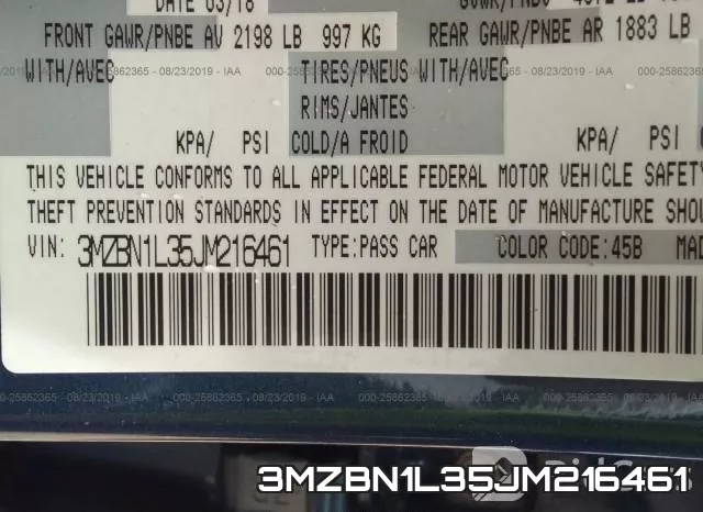 3MZBN1L35JM216461 фото 9