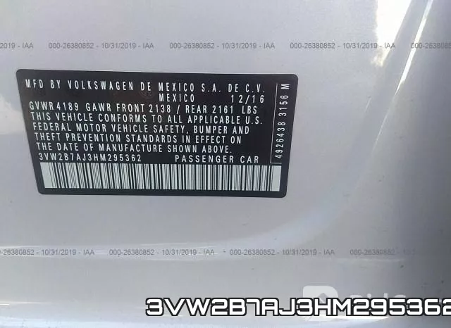 3VW2B7AJ3HM295362 фото 10