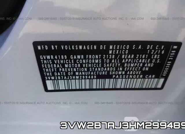 3VW2B7AJ3HM299489 фото 10