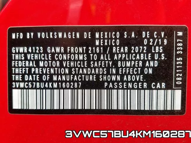 3VWC57BU4KM160287 фото 2