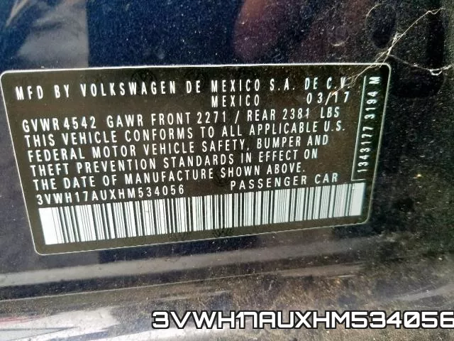 3VWH17AUXHM534056 фото 2