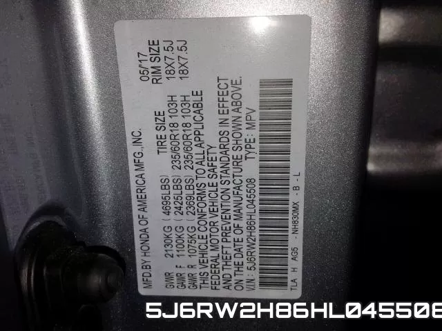 5J6RW2H86HL045508 фото 2