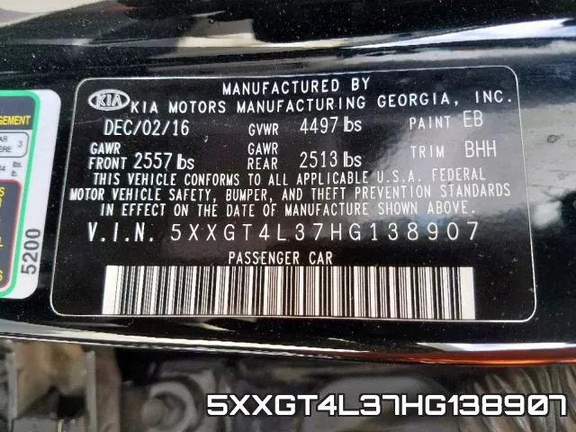 5XXGT4L37HG138907 фото 2