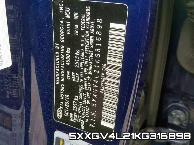 5XXGV4L21KG316898 фото 2