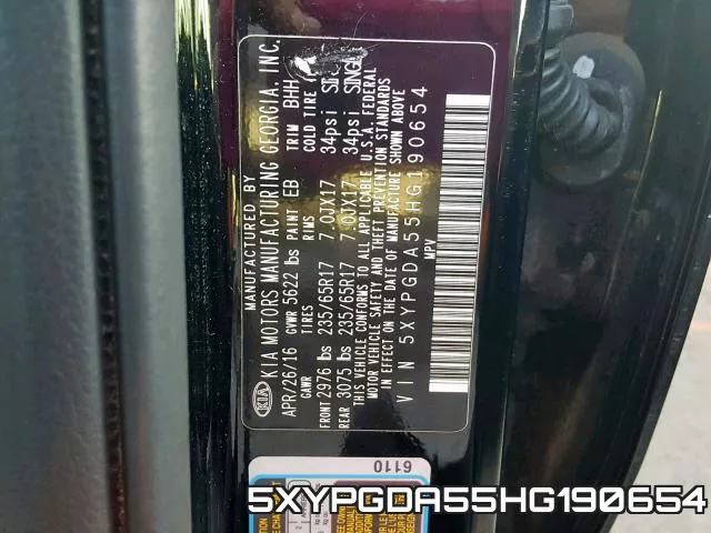 5XYPGDA55HG190654 фото 2