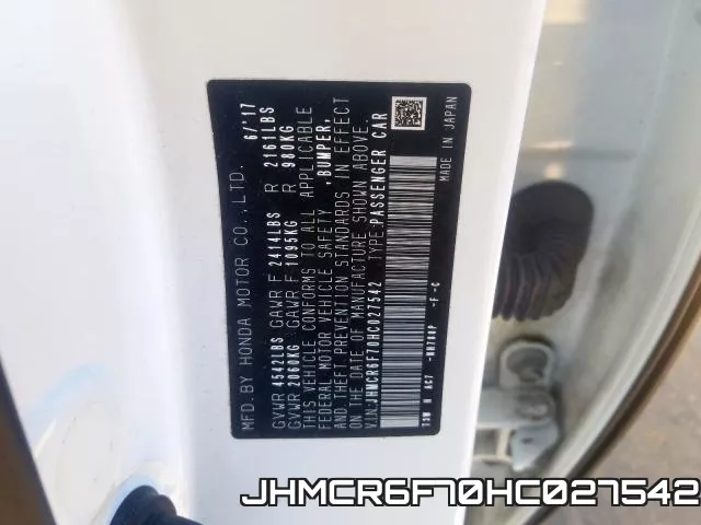 JHMCR6F70HC027542 фото 2