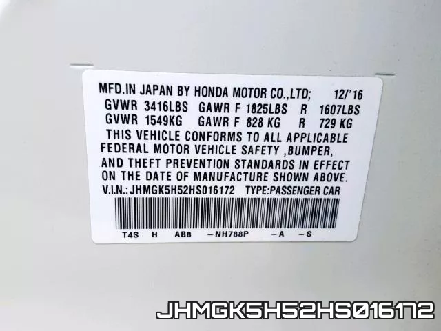 JHMGK5H52HS016172 фото 2