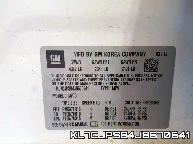 KL7CJPSB4JB670641 фото 2