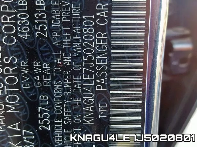 KNAGU4LE7J5020801 фото 2