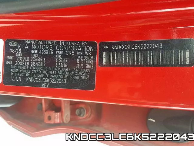 KNDCC3LC6K5222043 фото 2