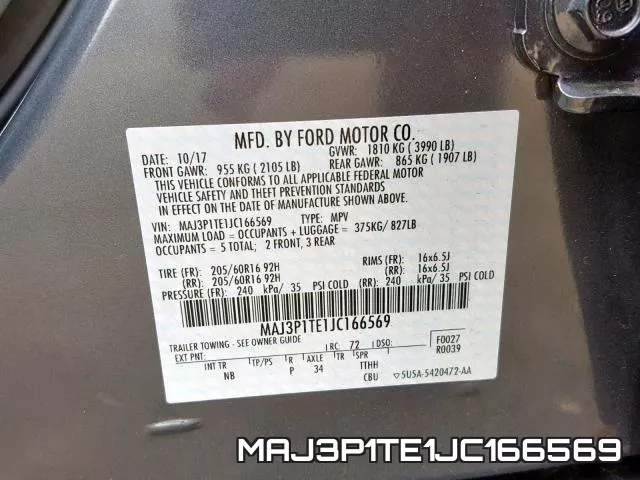 MAJ3P1TE1JC166569 фото 2