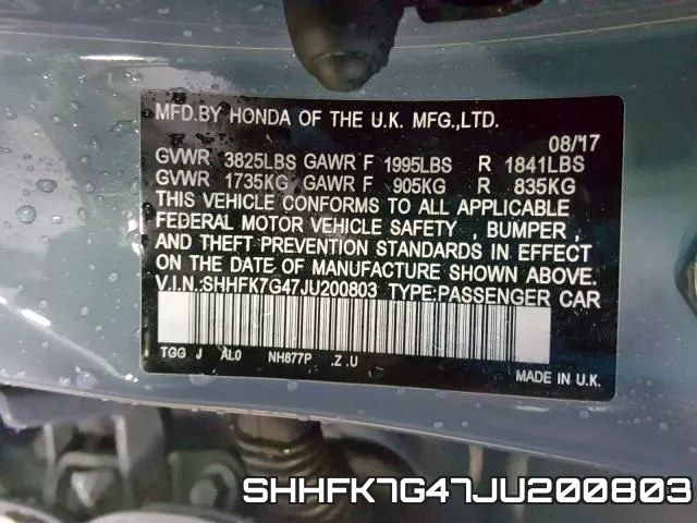 SHHFK7G47JU200803 фото 2