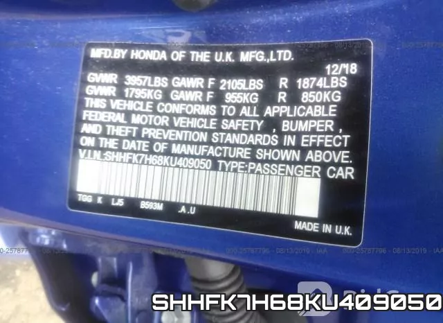 SHHFK7H68KU409050 фото 10