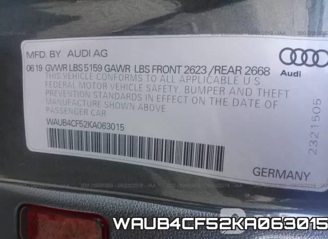 WAUB4CF52KA063015 фото 10