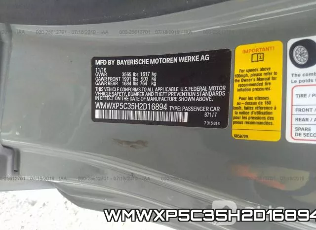 WMWXP5C35H2D16894 фото 10