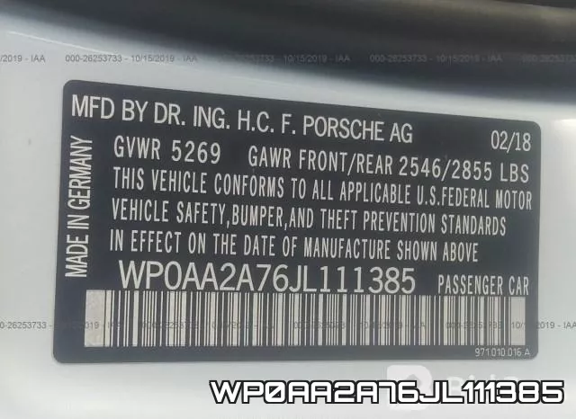 WP0AA2A76JL111385 фото 9