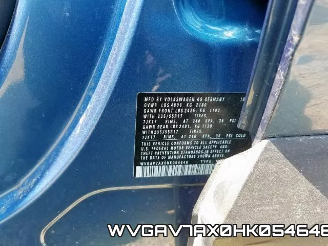 WVGAV7AX0HK054646 фото 2