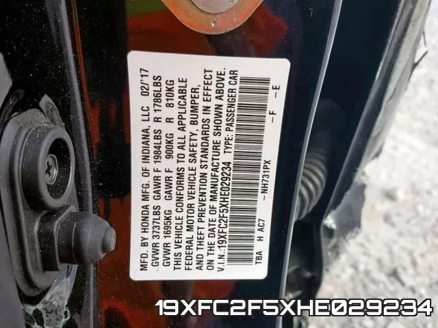 19XFC2F5XHE029234 фото 2
