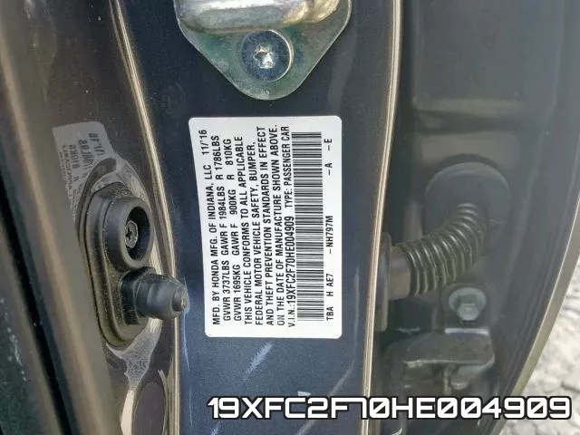 19XFC2F70HE004909 фото 2