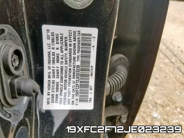 19XFC2F72JE023239 фото 2