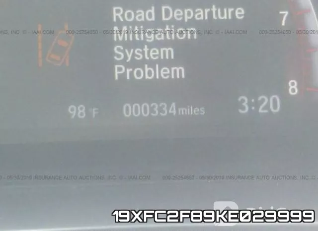 19XFC2F89KE029999 фото 8