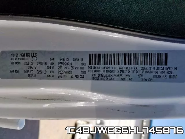 1C4BJWEG6HL745876 фото 2
