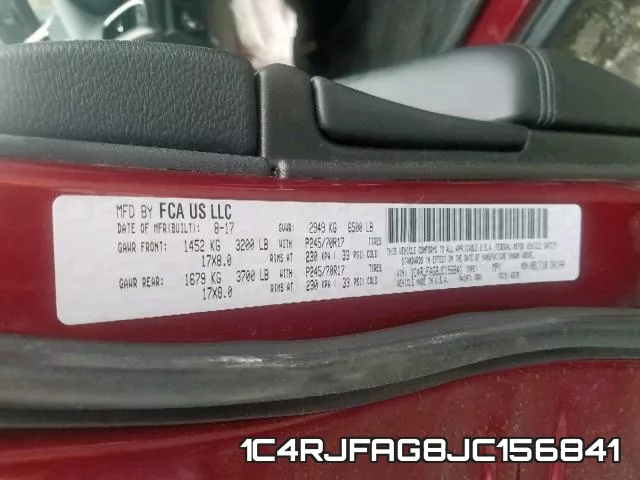 1C4RJFAG8JC156841 фото 2