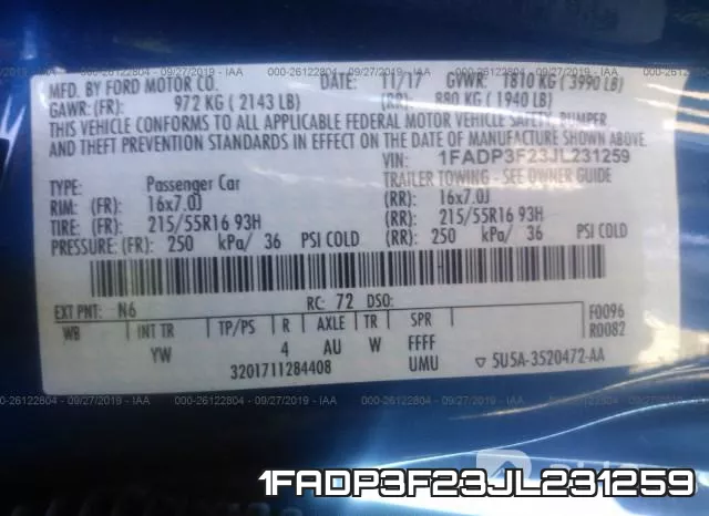 1FADP3F23JL231259 фото 10
