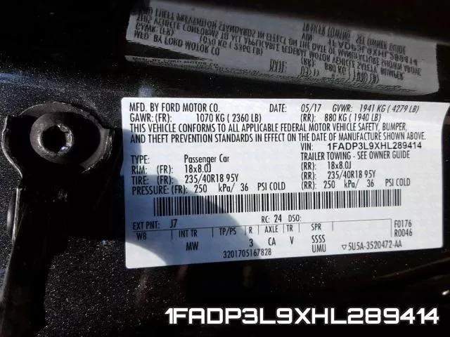 1FADP3L9XHL289414 фото 2