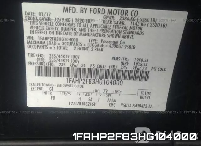 1FAHP2F83HG104000 фото 10
