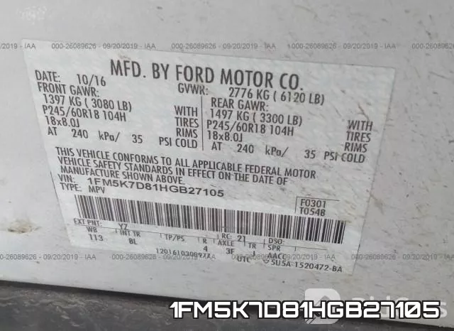 1FM5K7D81HGB27105 фото 10